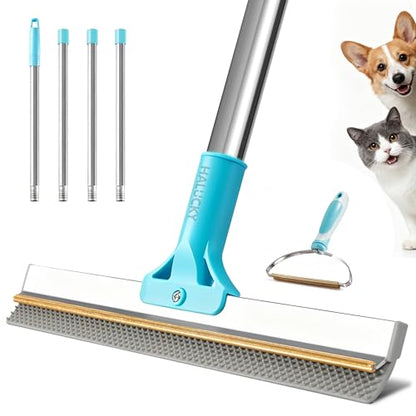 Carpet Rake for Pet Hair Removal Tool, 2 in 1 TPU and Copper Rake Teeth Uproot Clean Hair Remover with 63’’ Adjustable Long Handle,Cat & Dog for Carpets,Rugs, Mats (63’’ Long Handle+1 Short Handle) - size: 63in-2pcs-Rake
