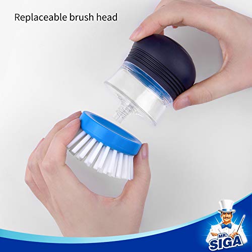 MR.SIGA Soap Dispensing Palm Brush Refill, Pack of 4 - color: White