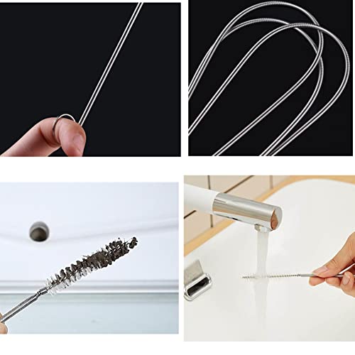 60 Inch Extra Long Flexible Tube Pipe Cleaner Brush Fridge Cleaning Tool, Stainless Steel Drain Tube Cleaning Brushes for Sink Refrigerator Kitchen（2 Pack）
