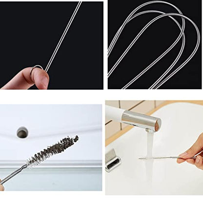 60 Inch Extra Long Flexible Tube Pipe Cleaner Brush Fridge Cleaning Tool, Stainless Steel Drain Tube Cleaning Brushes for Sink Refrigerator Kitchen（2 Pack）