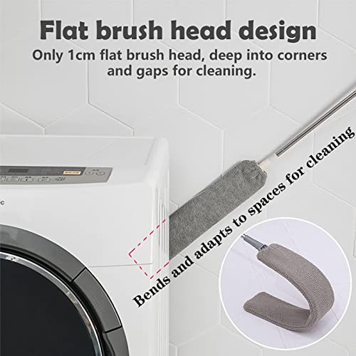 Retractable Gap Dust Cleaner, Under Refrigerator/Sofa Cleaning Tool, Microfiber Gap Duster with Extendable Pole 32-100 Inches, Suitable for Underneath Cleaning of Furniture, Fridges, Couch, Bed Gray - size: 32-100 Inch