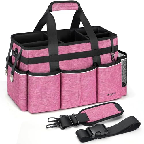 Wearable Cleaning Caddy Bag, Cleaning Caddy Supplies Organizer with Handles for Cleaners & Housekeeper, Under Sink & Car Cleaning Tool Organizers Bag - color: Rose Pink, size: Large