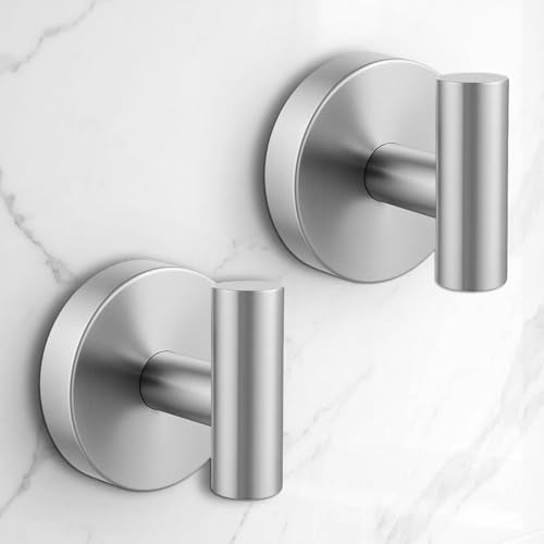 Heavy Duty Suction Cup Hooks for Glass Window,Tile,Mirror,Removable Shower Hooks for Inside Shower,Metal Towel Hooks for Bathroom,2 Pack(Silver) - color: Silver, size: 2 Pack