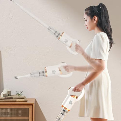 Powerful Cordless Vacuum Cleaner, Quiet Rechargeable Stick Vacuum Electirc Broom Dust Catcher for Pet Hair, Carpet