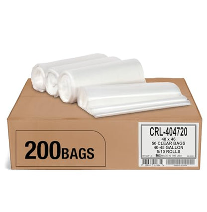 Aluf Plastics 45 Gallon 2.0 MIL Clear Garbage Bags - 40" x 46" - Pack of 200 - For Contractor, Industrial, Healthcare, & Municipal - color: Black, style: 40-45 Gal, 2.0 Mil, 200 Count