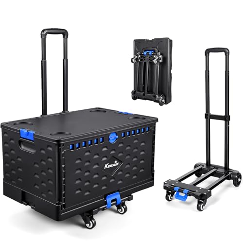 KEDSUM 2 in 1 Rolling Cart with Durable Removable Crate, 290 LBS/70L Capacity Collapsible Rolling Crate with Lid for School, Craft, Office & Garden, on 4 Rotate Wheels - style: Teacher Cart