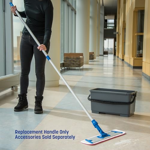 Carlisle FoodService Products Aluminum Mop Handle, Flat Handle for Cleaning, 43 To 70 Inches, Silver, (Pack of 12) - size: 12