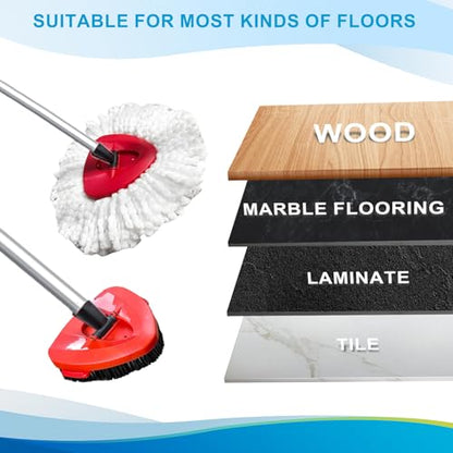 Mop Head Replacement for O Cedar, Spin Mop Replacement Head for Ocedar Easywring 1 Tank System, Mop Heads Includeds 6 Mop Replacement Heads, 1 Spin Scrub Brush & 1 Base, White - color: White