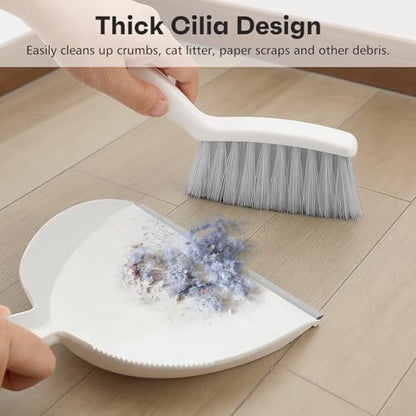 NACENA Handheld Dustpan and Broom Set – Mini Compact Brush Combo for Desktop, Sofa, Car & Kitchen Crumbs Small Cleaning Tool with Stiff Bristles, Grey - color: Gray, size: 1 Pack