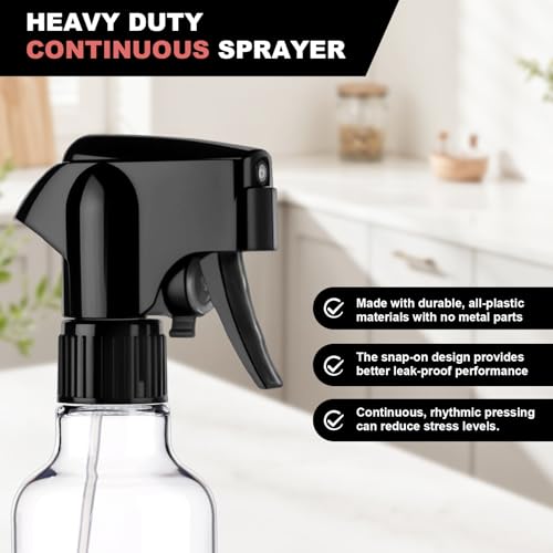 Plastic Spray Bottles 12oz Mist Spraying Bottle Continuous Mister Spray Bottle Heavy Duty Empty Water Spray Bottles for Hair, Cleaning Solutions, Plants，Essential Oils 2 Pack (Clear-2pcs) - color: Clear-2pcs