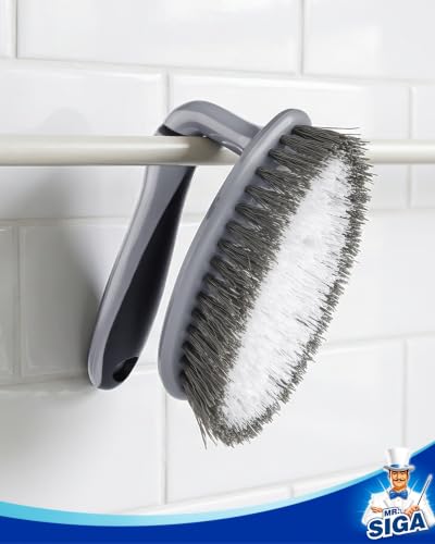 MR.SIGA Heavy Duty Scrub Brush with Comfortable Grip, Cleaning Brush for Bathroom, Shower, Sink, Floor, 2-Pack