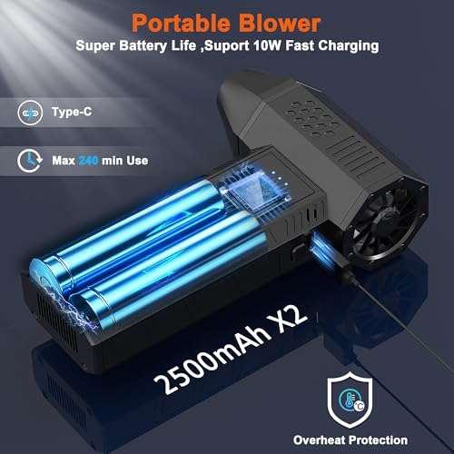 JVSCAM X3 Compressed Air Duster - Electric Air Duster with Brushless Motor,3 Gear Adjustable - Mini Air Blower- Rechargeable Air Duster for PC, Keyboard, Car,Outdoors,Home,Snow and Leaves Clearing