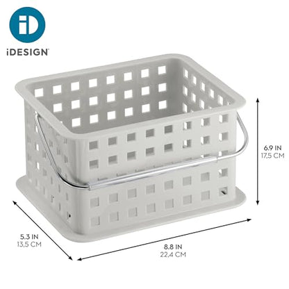iDesign Shower Caddy Basket with Handle, Light Gray | For Bathroom or College Dorm, Made in USA - color: Light Gray, style: Pack of 1