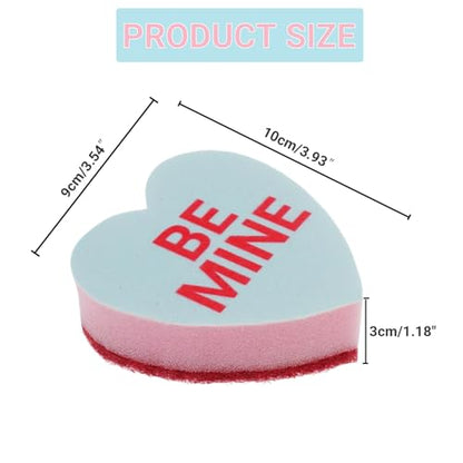 Heart Shaped Sponge with Words, Dual-Sided Kitchen Scrubber for Washing Dishes, Pots, Pans and General Household Cleaning, ‌Multicolour (6 Pack) - color: Colorful