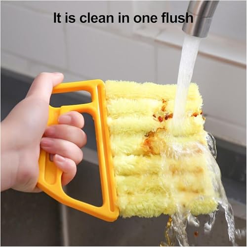 Handheld Vent Brush Yellow Tool for Blinds Vents Tracks Cleaning - color: Yellow