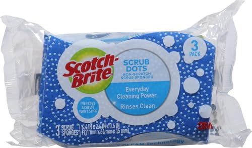 Scotch-Brite Scrub Dots Non-Scratch Scrub Sponge, Rinses Clean, for Washing Dishes and Cleaning Kitchen, 3 Scrub Sponges (Pack of 2) - size: 3 Sponges (Pack of 2)