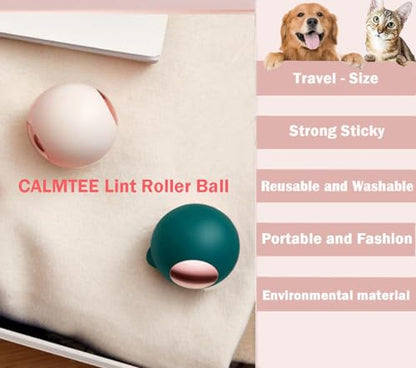 CALMTEE Reusable Gel Lint Roller Ball, Sticky Washable lint Roller Portable Small Dog Cat Pet Hair Lint Remover Tool for Clothes, Pocket Traveling Essentials - color: Pink