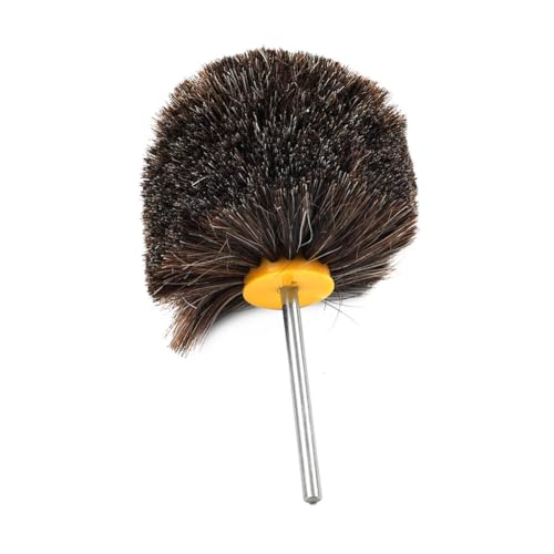 Bacar 4" Horsehair Polishing Wheel for Drill - Shoe & Leather Buffer Attachment, Soft Bristle Brush for Boots, Car Interior & Wood Care - style: Round Head