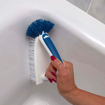 Unger 2-in-1 Bath and Tile Scrubber Brush Tool, Crevice Cleaning Supplies, Dishwasher Safe, Rounded Bristles for Bathroom Scrubbing, Great for Tile, Bathtubs, and Showers - size: Bath & Tile, style: 2-in-1 Bath & Tile Brush