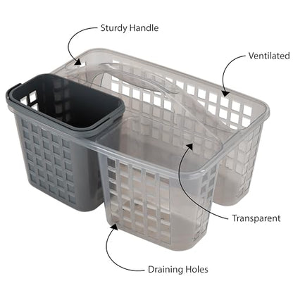 Bath Bliss 2 in 1 Portable, Bathroom Shower Caddy for Shampoo, Conditioner, Soap, and Cosmetics, in Grey Bath Tote (26118-GREY) - color: Grey
