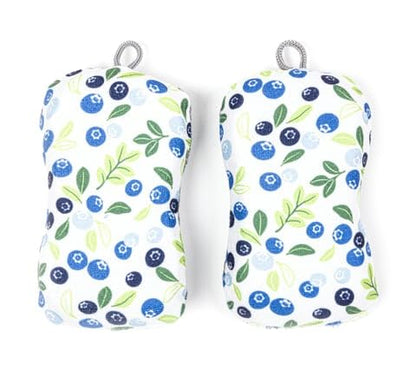 MÜkitchen Premium Microfiber Sponge Set for Dishes and Cleaning, 2 Pack, Printed (Blueberries) - color: Blueberries