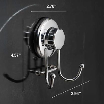 HASKO accessories - Powerful Vacuum Suction Cup Hooks Holder for Towel, Robe and Loofah - Stainless Steel Hook for Bathroom and Kitchen (Chrome)