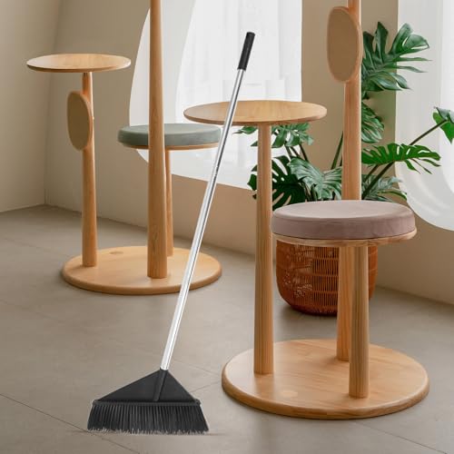 Stiff Bristle Push Broom with Long Handle, Hard Bristle Cleaning Tool for Home Yard Warehouse, Outdoor Floor Sweeping and Heavy Duty Use Style