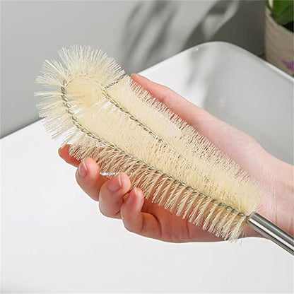 Bottle Brush Cleaner Long Wooden Handle Water Bottle Cleaning Brush Natural Bristle Kitchen Scrub Bottle Brush for Narrow Neck Beer Bottle, Baby Bottle, Sports Bottle(Short,11.8inch)