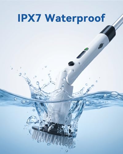 Electric Spin Scrubber, Hillyfe Bathroom Scrubber Electric with 7 Replaceable Brush Heads, IPX7 Waterproof,300/400 RPM, 3 Adjustable Length,Scrubber Brush Electric for Bathtub Floor,White - color: White