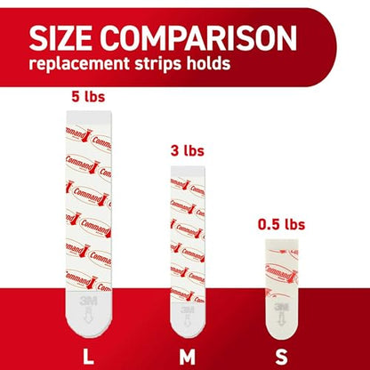 Command Indoor Large Replacement Strips, 20 Strips, Damage-Free Wall Hanging, Re-Hang Large Hooks for Home and Wall Decor, Holds up to 5 lb, White Adhesive - size: 20 Strips
