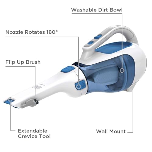 BLACK+DECKER dustbuster Handheld Vacuum, Cordless Car Vacuum Portable 12V, with Rotating and Extendable Nozzle (HHVI320JR02)