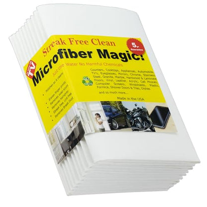 Microfiber Magic Streak Free Cleaning Cloth 10 Pack Clean Any Surface with Just Water Eco Friendly Perfect for Window, Mirror, Glass, Kitchen, Counters, Appliances, Car, Cycle, TV Screen - size: 10-Pack