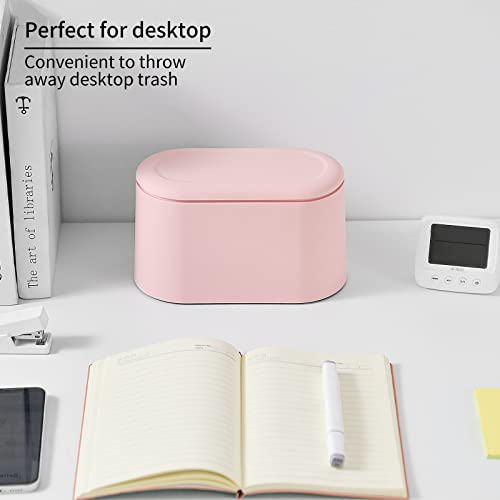 SUBEKYU 0.5 Gal Mini Countertop Trash Can with Lid for Desktop, Small Garbage Can for Office, Tiny Wastebasket,Pink - color: Pink 0.4 Gal with Lid