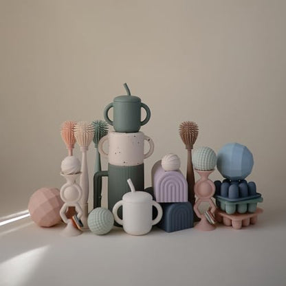 mushie Baby Bottle Brush | Soft Silicone with Suction Base (Natural) - color: Natural