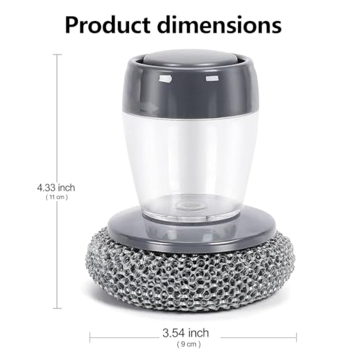 Comfort Grip Soap Dispensing Kitchen Scrub, Dish Brush with Soap Dispenser, Steel Wool Scrubber for Dishes Pans Kitchen Sink Bathtub Tile and Household (1pc-10) - color: 1pc-10