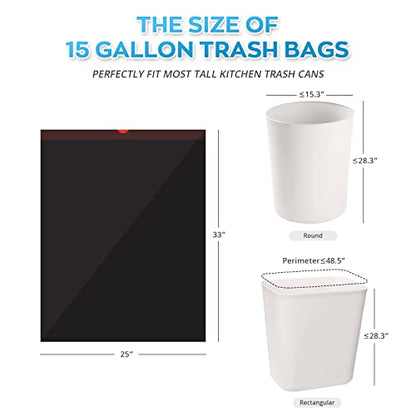 Ultra Strong 15 Gallon Drawstring Trash Bags (102 Count) Large Heavy Duty Thicken Plastic Tall Kitchen Garbage Bags Black for Kitchen Office Lawn Yard - size: 1 Count (Pack of 102)