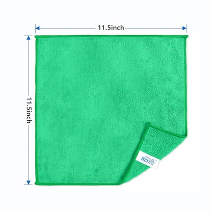 HOMEXCEL Green Microfiber Cleaning Cloth, 8 Pack Cleaning Towels for Kitchen, Lint Free, Scratch-Free, Highly Absorbent, and Reusable Cleaning Rags for House, Window and Glass, Cars, 11.5 X11.5 inch - color: Green