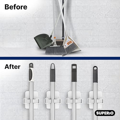 Superio Broom Organizer, Single Plastic Broom & Mop Organizers (Plastic, 8) - size: 8