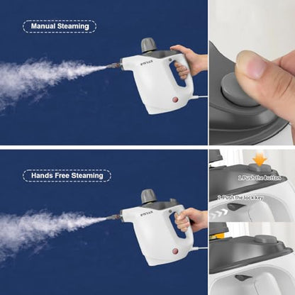 TICYACK Handheld Steam Cleaner, Steam Cleaner with 16 PCS Accessory & Safety Lock, 500ML Capacity, Multi-Surface Deep Cleaning for Home, Car, Bathroom, Grout, Floor, Window (White) - color: White