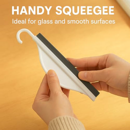 Mini Shower Squeegee for Glass Doors – Small Handy Bathroom, Countertop & Window Cleaner with Rubber Blade and Hook for Tile Walls, Mirrors, Kitchen Sink - Pack of 2