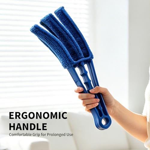 Window Blind Cleaner Duster Brush, 2 Pack with 6 Reusable Microfiber Sleeves for Venetian Blinds, Cleaning Tools for Window Blinds, Air Conditioner Vents, Fans, Car Vent
