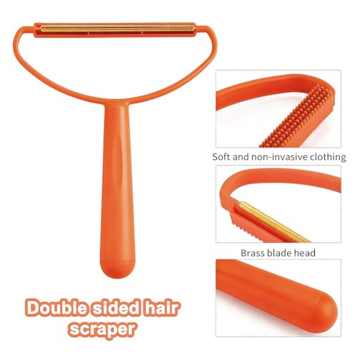 Double Sided Lint and Pet Hair Remover, Orange Fabric Shaver and Fuzz Remover Tool for Clothes, Sofa, Carpet, and Upholstery Cleaning
