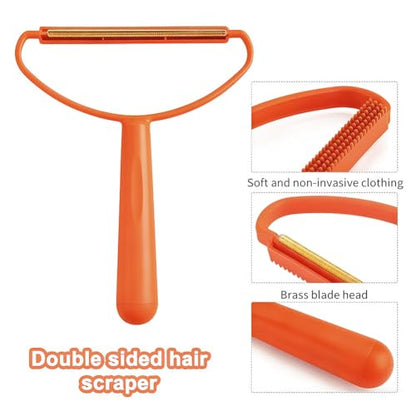 Double Sided Lint and Pet Hair Remover, Orange Fabric Shaver and Fuzz Remover Tool for Clothes, Sofa, Carpet, and Upholstery Cleaning