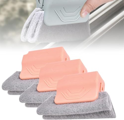 2026 New Magic Window Track Cleaner, 3Pcs Multipurpose Cleaning Brush for Window Grooves, Sliding Door Tracks, Tile Grout Lines, Shutter Slats, Car AC Vents, and Narrow Gaps (Pink) - color: Pink