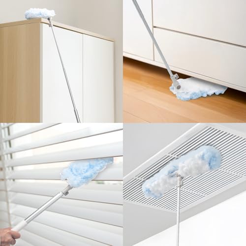 KeFanta Duster Refill Kit with 6 ft Super Extendable Handle Compatible with Swiffer, 360° Disposable Microfiber Dusting Pads for Home Cleaning, Ceiling, Fan, Window, Hard-to-Reach Areas，40Pcs - size: 40 Count+ 6FT Extended Handle