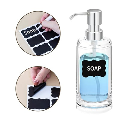 Clear Plastic Dish Soap Dispenser, 10 oz Pump Bottle for Kitchen & Bathroom | Clear plastic 10 oz refillable pump bottle for dish soap, hand soap, lotion, kitchen sink, or bathroom counter - color: Clear