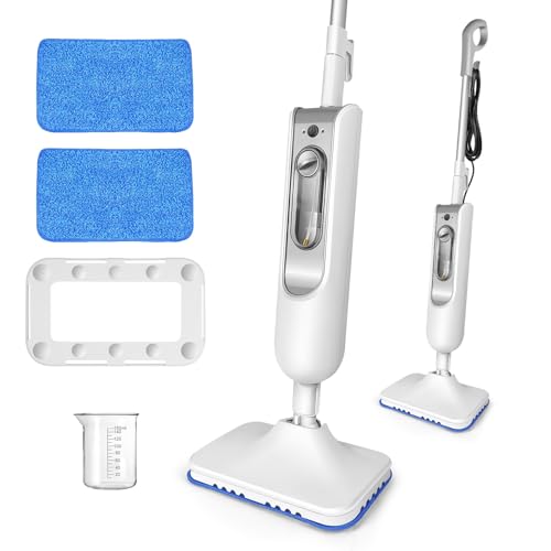 Steam Mop for Floor Cleaning, 1500W Powerful Floor Steamer with 13.5oz Water Tank, 16ft Long Cord, 2 Washable Pads, Hardwood Floor Cleaner and Tile Mop Steamer for Home, Kitchen and Office