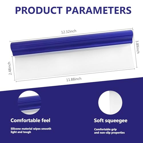 Professional Automotive Wiper Blade Squeegee, 12 inch 3-Layer Silicone Water Blade, Super Flexible T-Bar Squeegee Wiper, Car Handheld Quick Drying Squeegee for Glass or Home Windows