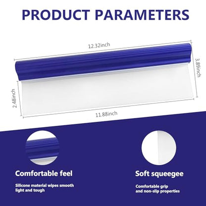 Professional Automotive Wiper Blade Squeegee, 12 inch 3-Layer Silicone Water Blade, Super Flexible T-Bar Squeegee Wiper, Car Handheld Quick Drying Squeegee for Glass or Home Windows