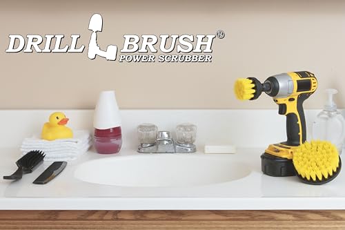 Drill Brush – Drill Brush Kit – Drill Brushes for Cleaning – Drill Brush Attachment - Drill Brush Set - Bathroom Accessories - Shower Cleaner - Bathtub - Bath Mat - Scrub Brush - Grout Cleaner - color: Yellow